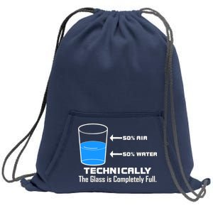 Technically The Glass is Completely Full Funny Science Sweatshirt Cinch Pack Bag