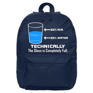 Technically The Glass is Completely Full Funny Science 16 in Basic Backpack