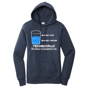 Technically The Glass is Completely Full Funny Science Women's Pullover Hoodie