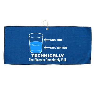 Technically The Glass is Completely Full Funny Science Large Microfiber Waffle Golf Towel
