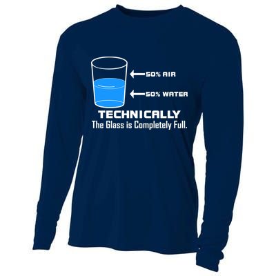 Technically The Glass is Completely Full Funny Science Cooling Performance Long Sleeve Crew
