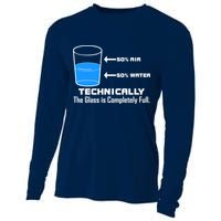 Technically The Glass is Completely Full Funny Science Cooling Performance Long Sleeve Crew