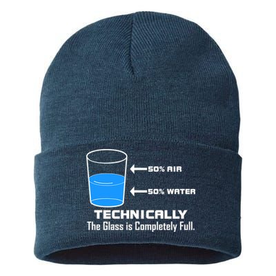 Technically The Glass is Completely Full Funny Science Sustainable Knit Beanie