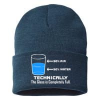 Technically The Glass is Completely Full Funny Science Sustainable Knit Beanie