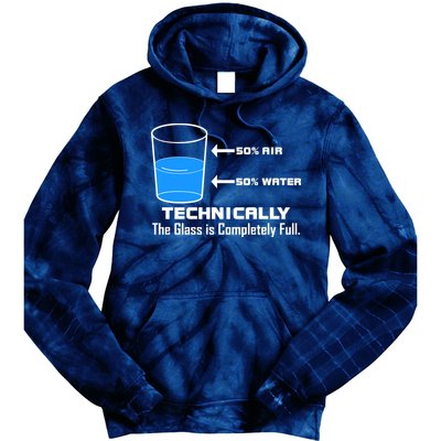 Technically The Glass is Completely Full Funny Science Tie Dye Hoodie