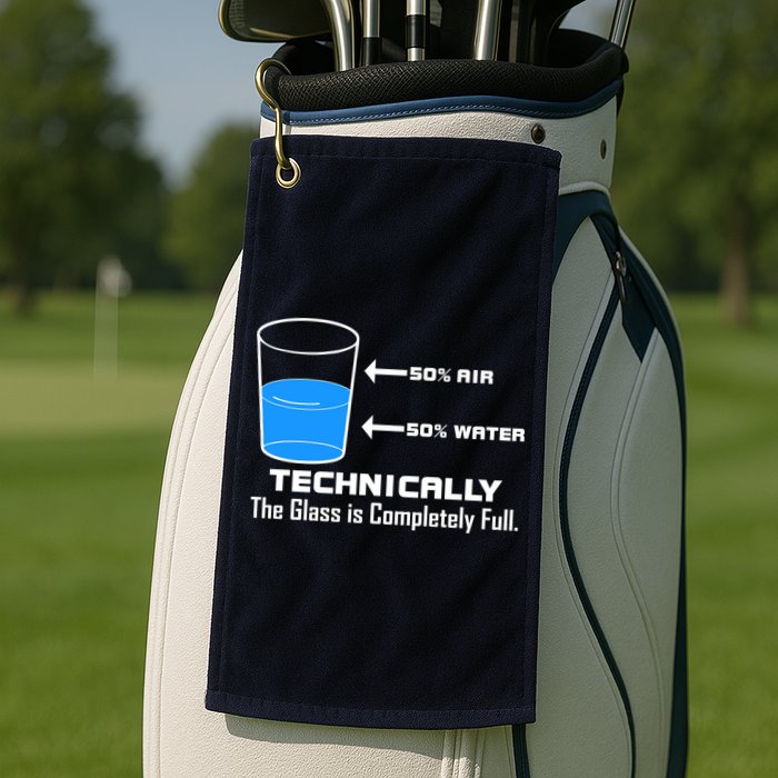 Technically The Glass is Completely Full Funny Science Golf Towel