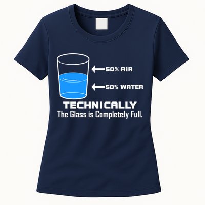 Technically The Glass is Completely Full Funny Science Womens T-Shirt