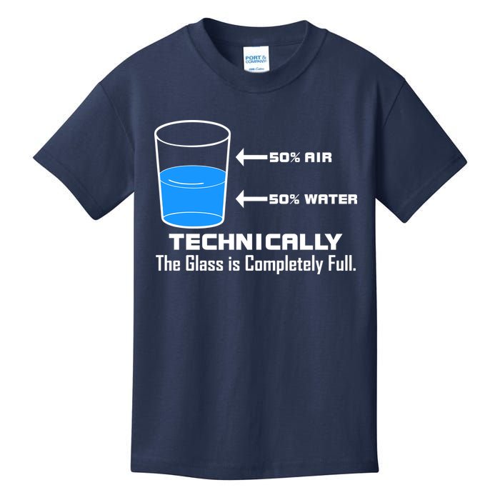 Technically The Glass is Completely Full Funny Science Kids T-Shirt