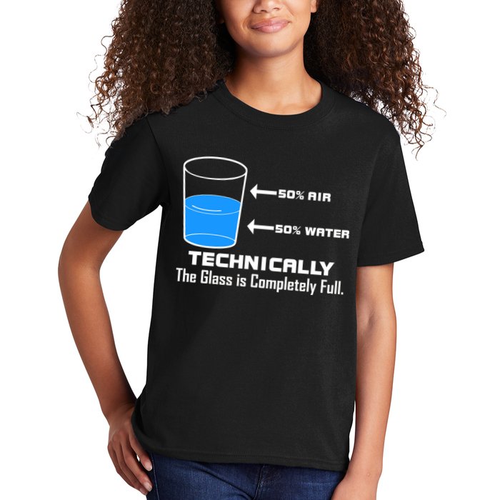 Technically The Glass is Completely Full Funny Science Kids T-Shirt