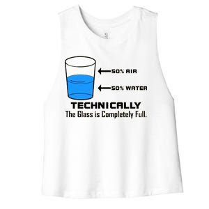 Technically The Glass is Completely Full Funny Science Women's Racerback Cropped Tank