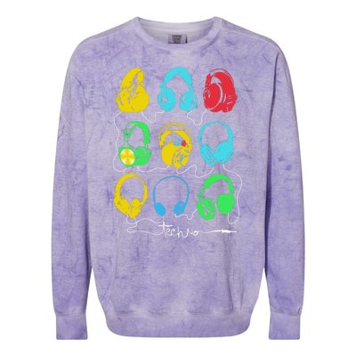 Techno Music Headphones Colorblast Crewneck Sweatshirt