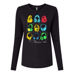 Techno Music Headphones Womens Cotton Relaxed Long Sleeve T-Shirt