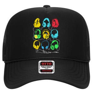 Techno Music Headphones High Crown Mesh Back Trucker Hat