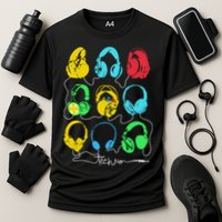 Techno Music Headphones Cooling Performance Crew T-Shirt
