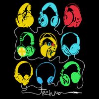 Techno Music Headphones Cooling Performance Crew T-Shirt