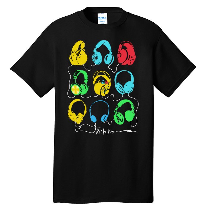 Techno Music Headphones Tall T-Shirt