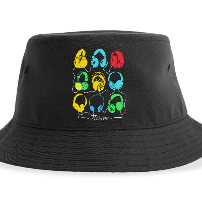 Techno Music Headphones Sustainable Bucket Hat