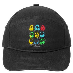 Techno Music Headphones 7-Panel Snapback Hat