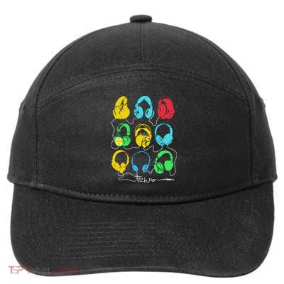 Techno Music Headphones 7-Panel Snapback Hat