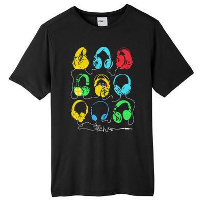 Techno Music Headphones Tall Fusion ChromaSoft Performance T-Shirt