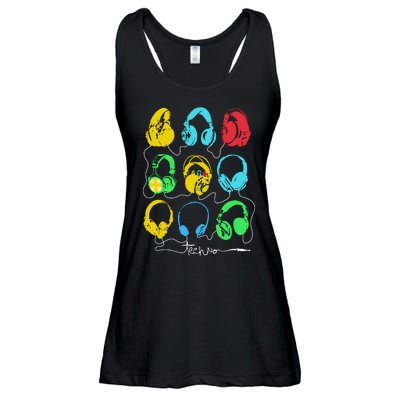 Techno Music Headphones Ladies Essential Flowy Tank