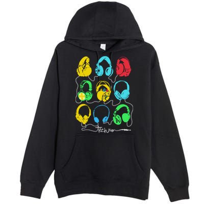 Techno Music Headphones Premium Pullover Hoodie