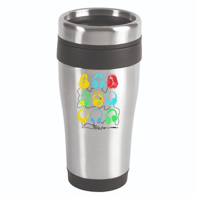 Techno Music Headphones 16oz Travel Tumbler