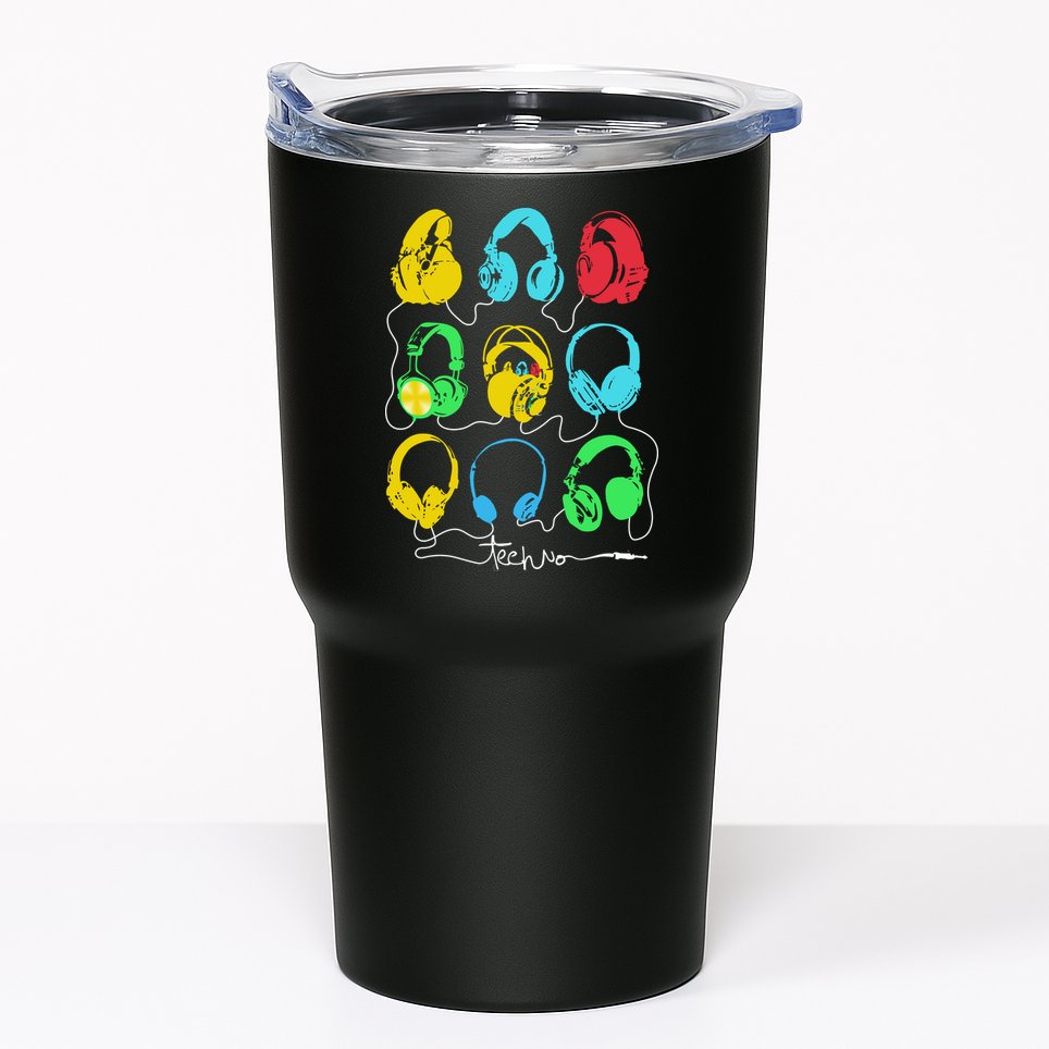 Techno Music Headphones Tumbler
