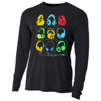 Techno Music Headphones Cooling Performance Long Sleeve Crew