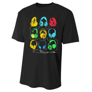 Techno Music Headphones Performance Sprint T-Shirt