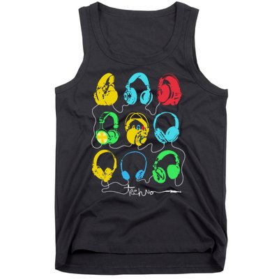 Techno Music Headphones Tank Top