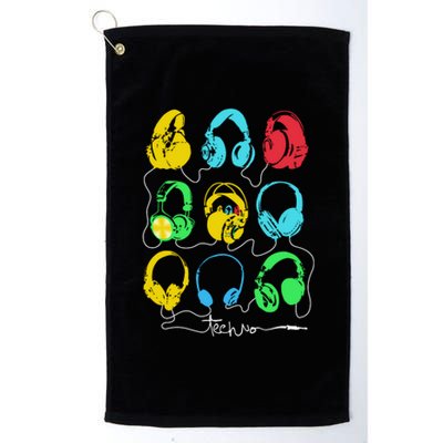 Techno Music Headphones Platinum Collection Golf Towel