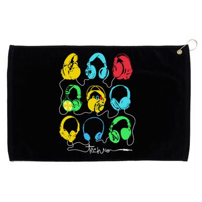 Techno Music Headphones Grommeted Golf Towel