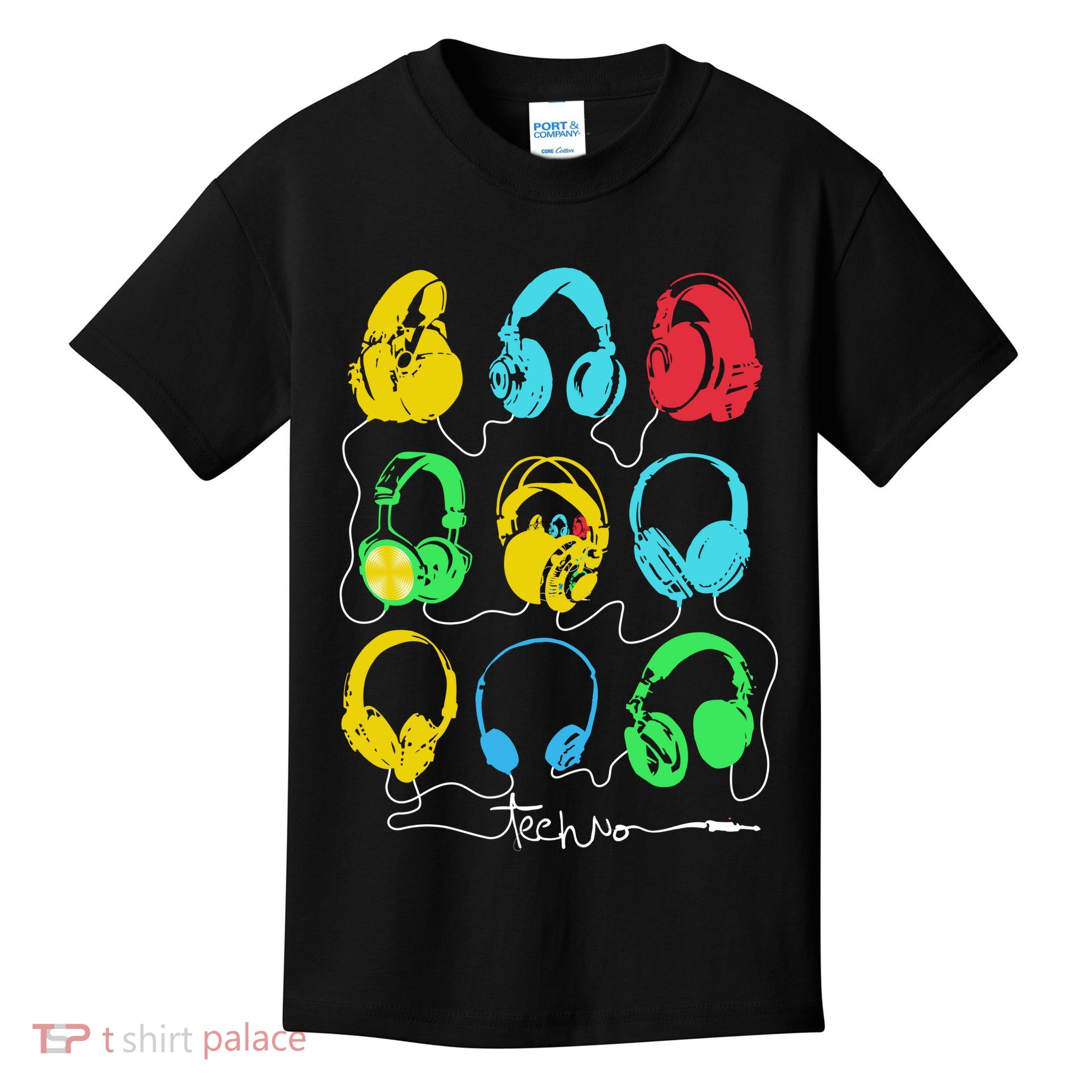 Techno Music Headphones Kids T-Shirt