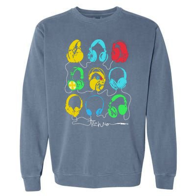 Techno Music Headphones Garment-Dyed Sweatshirt