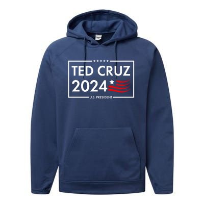 Ted Cruz 2024 For President Logo Performance Fleece Hoodie