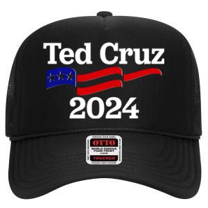 Ted Cruz For President 2024 Election Flag High Crown Mesh Back Trucker Hat