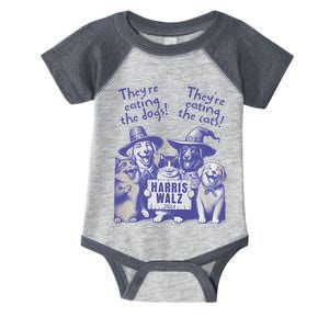 TheyRe Eating Dogs! TheyRe Eating Cats! Vote Kamala Harris Infant Baby Jersey Bodysuit