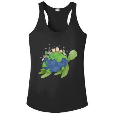 Turtle Earth Day Ladies PosiCharge Competitor Racerback Tank