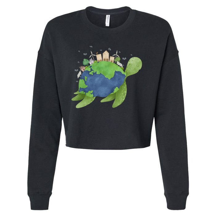 Turtle Earth Day Cropped Pullover Crew