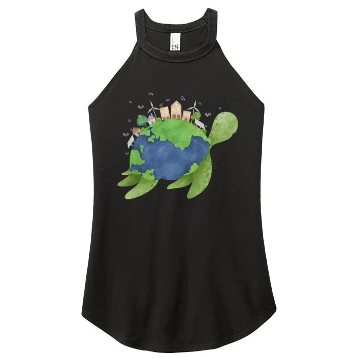 Turtle Earth Day Women's Perfect Tri Rocker Tank
