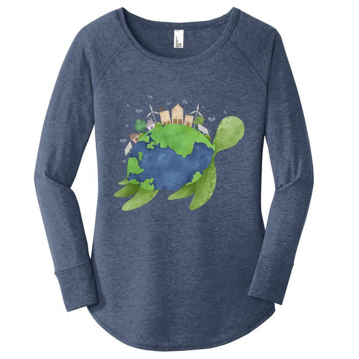 Turtle Earth Day Women's Perfect Tri Tunic Long Sleeve Shirt
