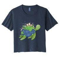 Turtle Earth Day Women's Crop Top Tee