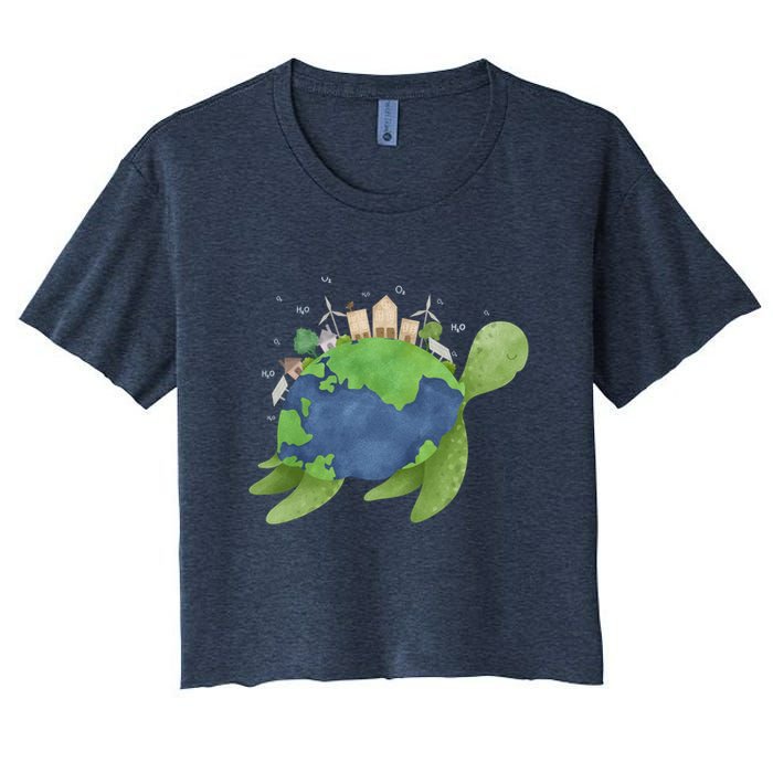 Turtle Earth Day Women's Crop Top Tee