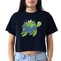 Turtle Earth Day Women's Crop Top Tee