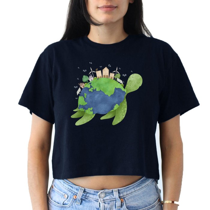 Turtle Earth Day Women's Crop Top Tee