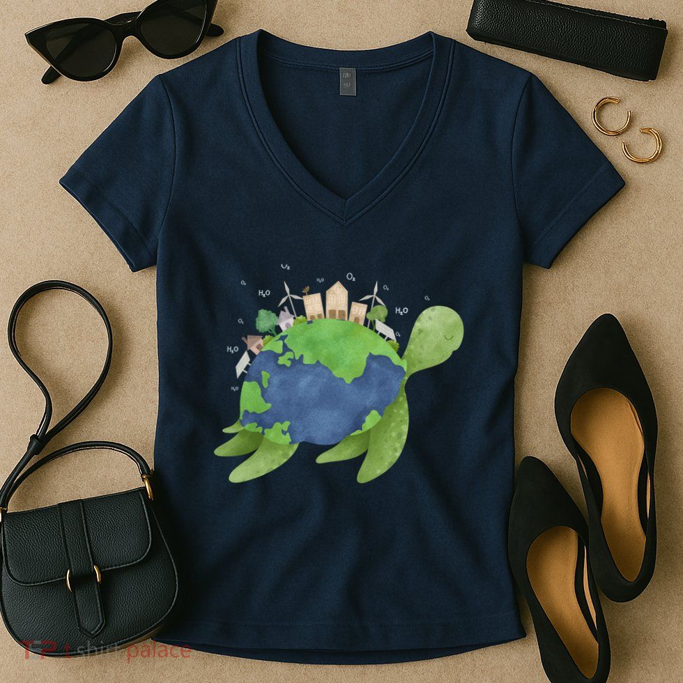 Turtle Earth Day Women's V-Neck T-Shirt