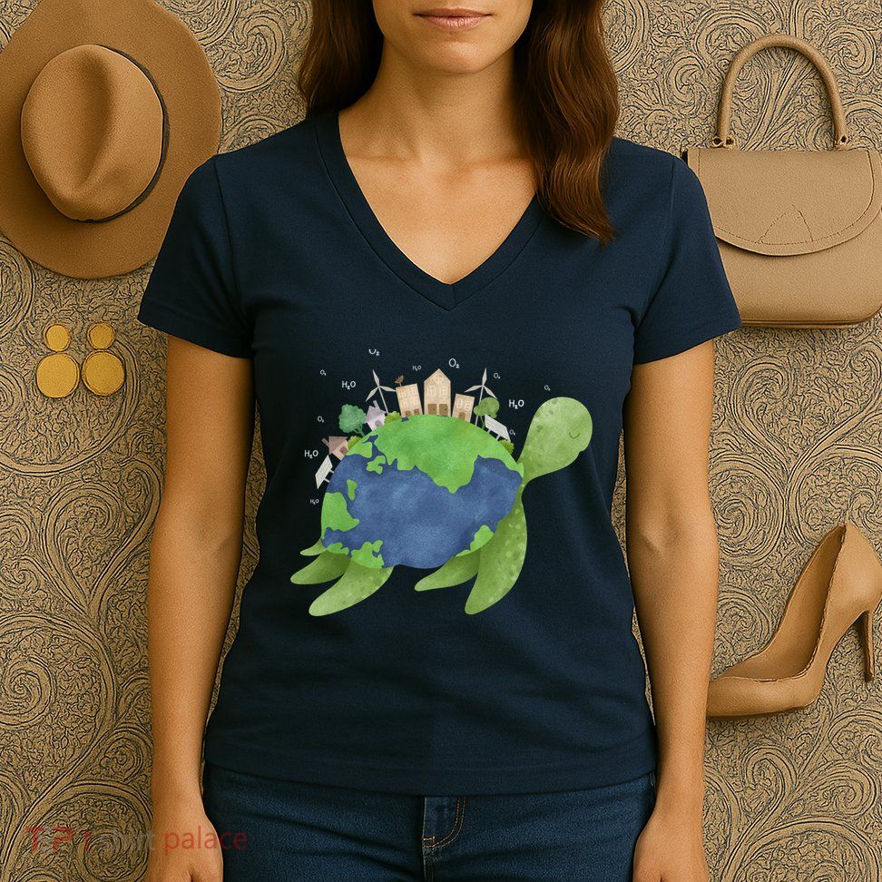 Turtle Earth Day Women's V-Neck T-Shirt