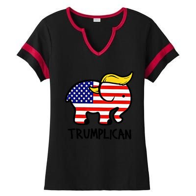 Trumplican Elephant Donald Trump Funny Republican 2024 Election Ladies Halftime Notch Neck Tee