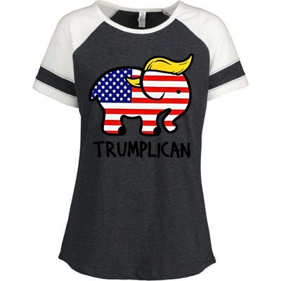 Trumplican Elephant Donald Trump Funny Republican 2024 Election Enza Ladies Jersey Colorblock Tee